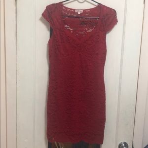 Red lace dress